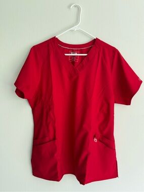 Wink Red V-Neck Scrub Top